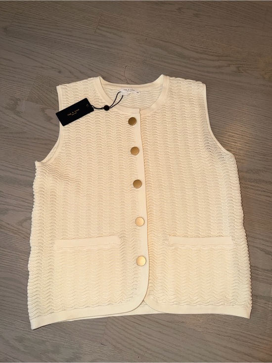 rag & bone Sweaters - rag & bone Cream Sleeveless Knit Button Front Vest